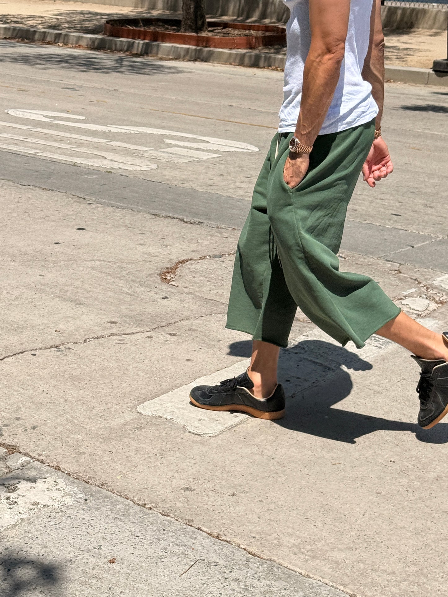 Los Angles Double Waist Sweatshorts (Vintage olive green)